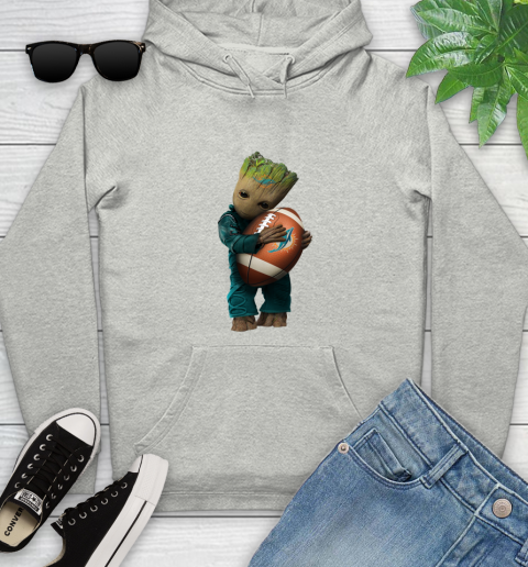 NFL Groot Guardians Of The Galaxy Football Sports Miami Dolphins Youth Hoodie