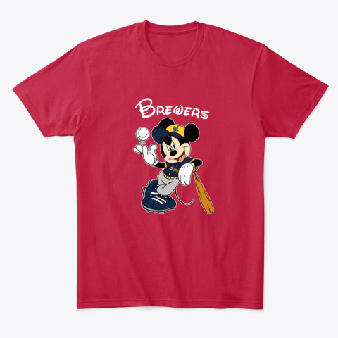idvu baseball mickey team milwaukee brewers classic t shirt 2 front red