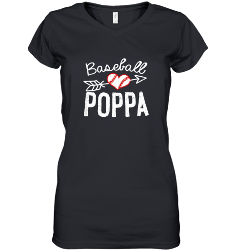 Baseball Poppa Shirt Fathers Day Women's V-Neck T-Shirt