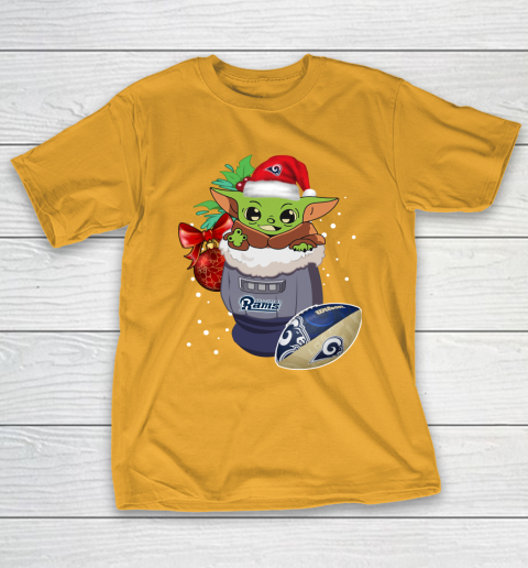 Los Angeles Rams Christmas Baby Yoda Star Wars Funny Happy NFL T-Shirt 4