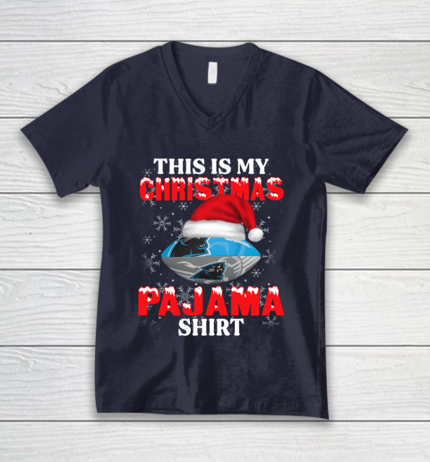 Carolina Panthers This Is My Christmas Pajama Shirt NFL V-Neck T-Shirt 2