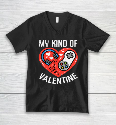 My Kind Valentine Gamer Valentines Day Gaming V-Neck T-Shirt