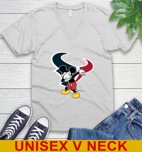 Houston Texans NFL Football Dabbing Mickey Disney Sports V-Neck T-Shirt