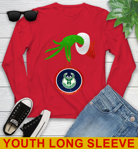 Milwaukee Bucks Grinch Merry Christmas NBA Basketball Youth Long Sleeve 11