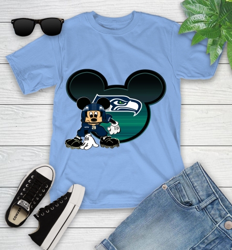 NFL Seattle Seahawks Mickey Mouse Disney Football T Shirt Youth T-Shirt 11