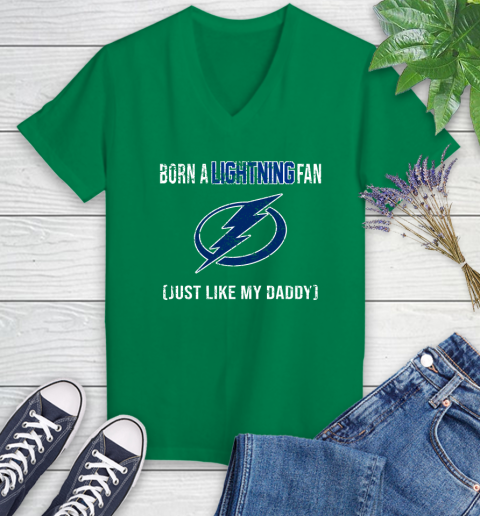 NHL Tampa Bay Lightning Hockey Loyal Fan Just Like My Daddy Shirt Women's V-Neck T-Shirt 4