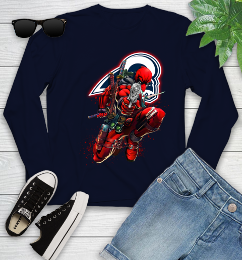 NFL Deadpool Marvel Comics Sports Football Los Angeles Rams Youth Long Sleeve 3