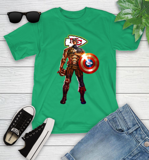 NFL Captain America Marvel Avengers Endgame Football Sports Kansas City Chiefs Youth T-Shirt 6