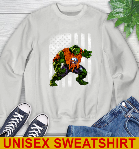 New York Islanders Hulk Marvel Avengers NHL Hockey American Flag Sweatshirt 5