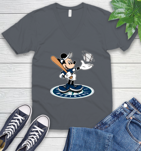MLB Baseball Seattle Mariners Cheerful Mickey Disney Shirt V-Neck T-Shirt 5