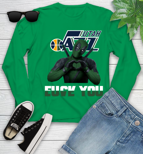 NBA Utah Jazz Deadpool Love You Fuck You Basketball Sports Youth Long Sleeve 7