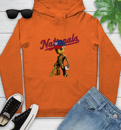 MLB Washington Nationals Groot Guardians Of The Galaxy Baseball Youth Hoodie 5