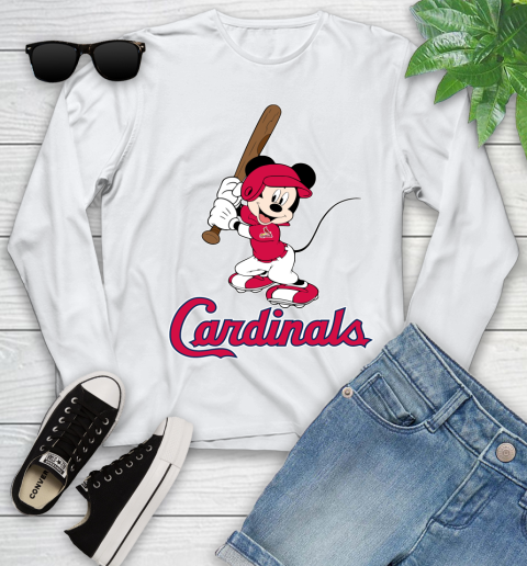MLB Baseball St.Louis Cardinals Cheerful Mickey Mouse Shirt Youth Long Sleeve 2