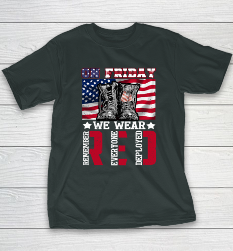 On Friday We Wear Red Remember Everyone Deployed Youth T-Shirt 3