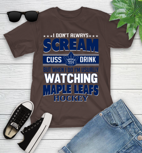 Toronto Maple Leafs NHL Hockey I Scream Cuss Drink When I'm Watching My Team Youth T-Shirt 7