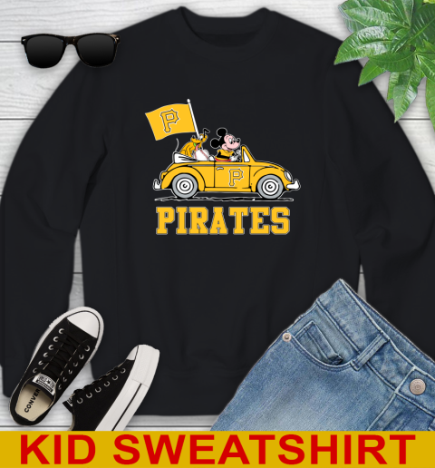 MLB Baseball Pittsburgh Pirates Pluto Mickey Driving Disney Shirt Youth Sweatshirt 2