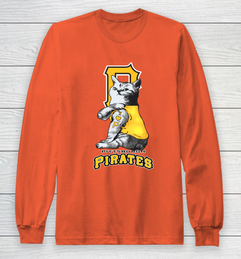 MLB Baseball My Cat Loves Pittsburgh Pirates Long Sleeve T-Shirt 3