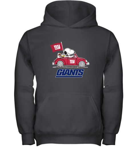Snoopy And Woodstock Ride The New York Giants Car NFL Youth Hoodie