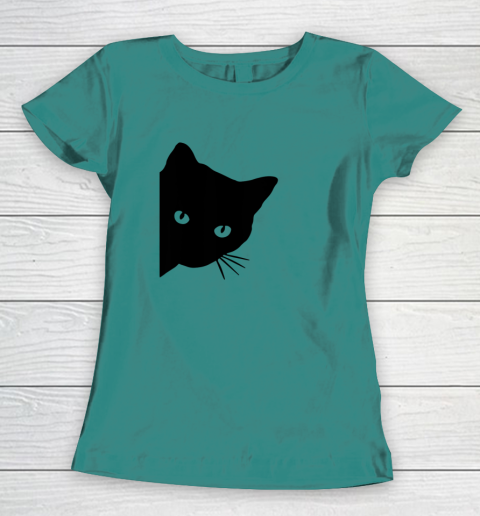 Black Cat Face Watching Funny Cat Halloween Gifts Cat Lovers T Shirt.QZSPTYUYC4 Women's T-Shirt 10
