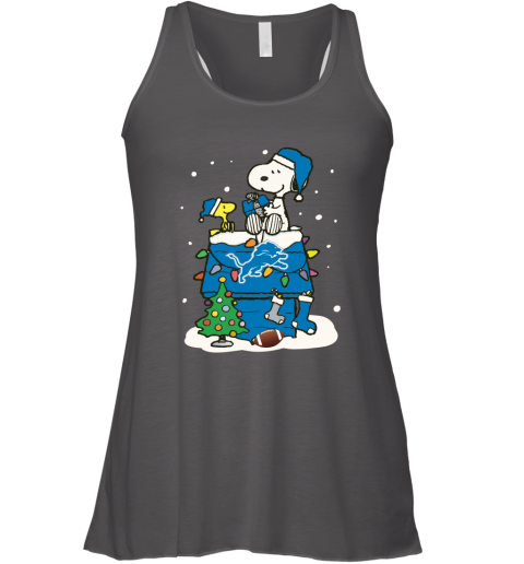 A Happy Christmas With Detroit Lions Snoopy Racerback Tank