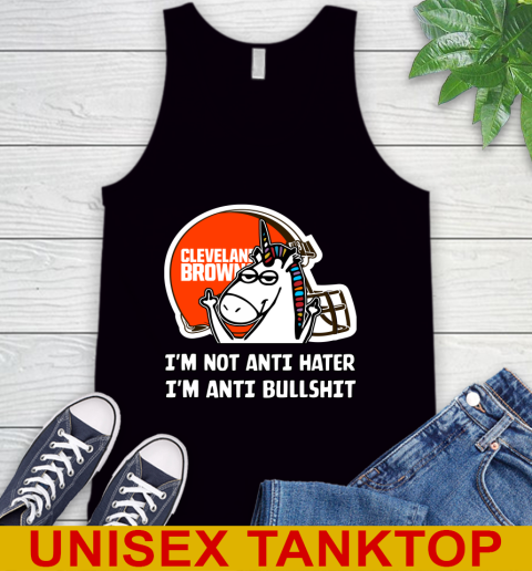 Cleveland Browns NFL Football Unicorn I'm Not Anti Hater I'm Anti Bullshit Tank Top 2