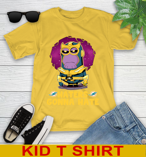 NFL Football Miami Dolphins Haters Gonna Hate Thanos Minion Marvel Shirt Youth T-Shirt 8