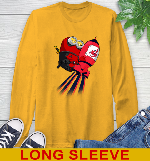 MLB Baseball Cleveland Indians Deadpool Minion Marvel Shirt Long Sleeve T-Shirt 2