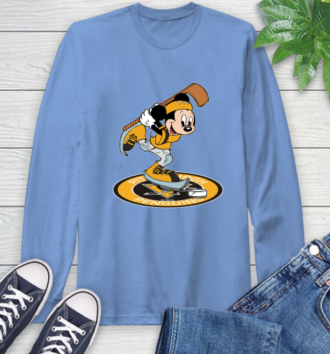 NHL Hockey Pittsburgh Penguins Cheerful Mickey Disney Shirt Long Sleeve T-Shirt 12
