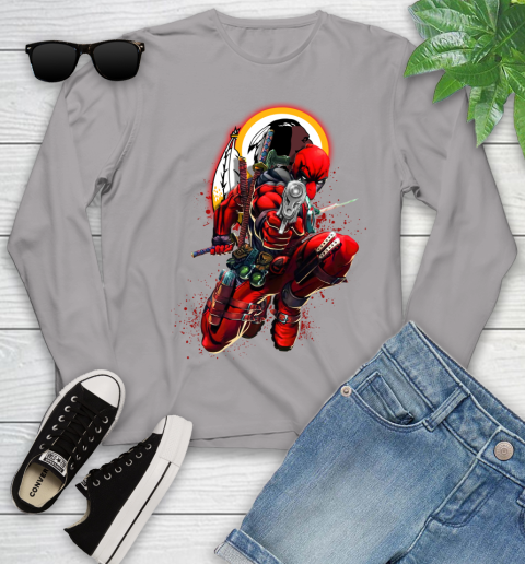 NFL Deadpool Marvel Comics Sports Football Washington Redskins Youth Long Sleeve 5
