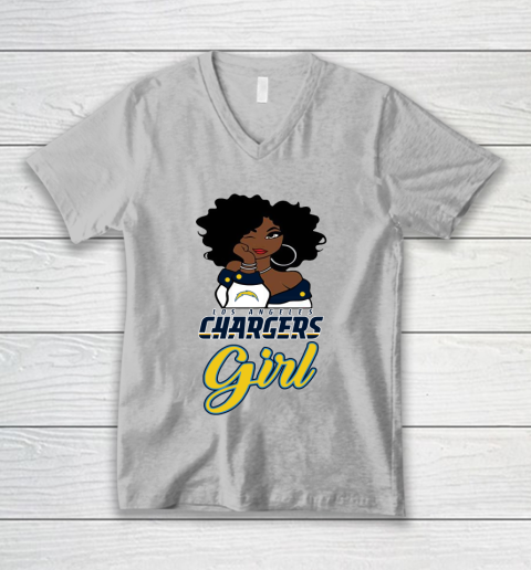 Los Angeles Chargers Girl NFL V-Neck T-Shirt 4