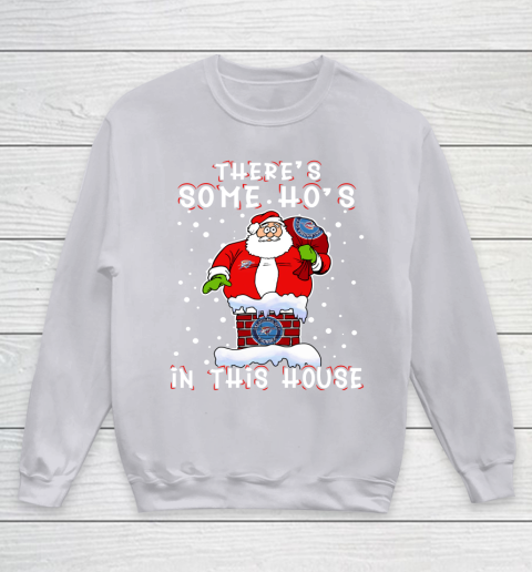 Oklahoma City Thunder Christmas There Is Some Hos In This House Santa Stuck In The Chimney NBA Youth Sweatshirt - Image 4