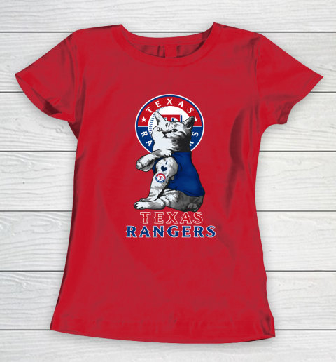 MLB Baseball My Cat Loves Texas Rangers Women's T-Shirt 9