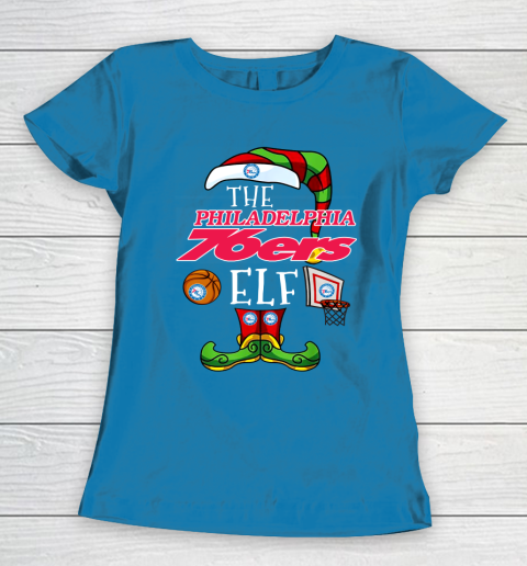 Philadelphia 76ers Christmas ELF Funny NBA Women's T-Shirt 6