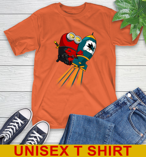 NHL Hockey San Jose Sharks Deadpool Minion Marvel Shirt T-Shirt 4