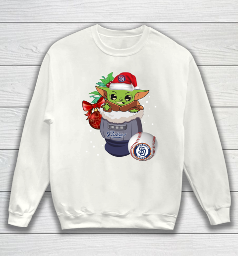 San Diego Padres Christmas Baby Yoda Star Wars Funny Happy MLB Sweatshirt 2