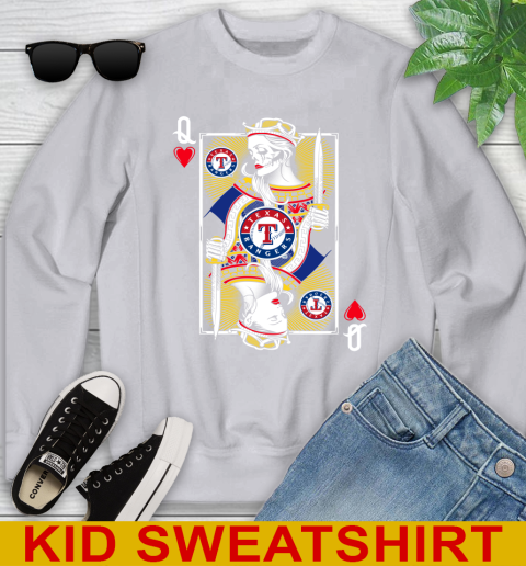 MLB Baseball Texas Rangers The Queen Of Hearts Card Shirt Youth Sweatshirt 3