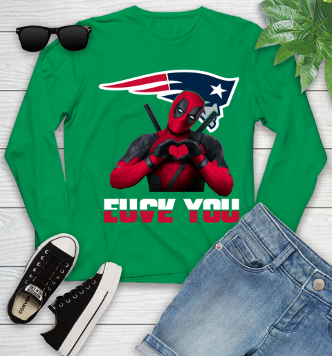 NHL New England Patriots Deadpool Love You Fuck You Football Sports Youth Long Sleeve 7