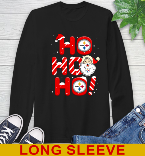 Pittsburgh Steelers NFL Football Ho Ho Ho Santa Claus Merry Christmas Shirt Long Sleeve T-Shirt