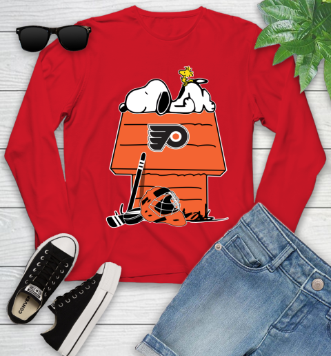 Philadelphia Flyers NHL Hockey Snoopy Woodstock The Peanuts Movie Youth Long Sleeve 11