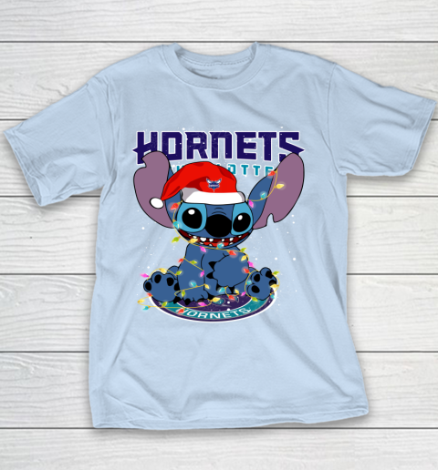Charlotte Hornets NBA noel stitch Basketball Christmas Youth T-Shirt 4