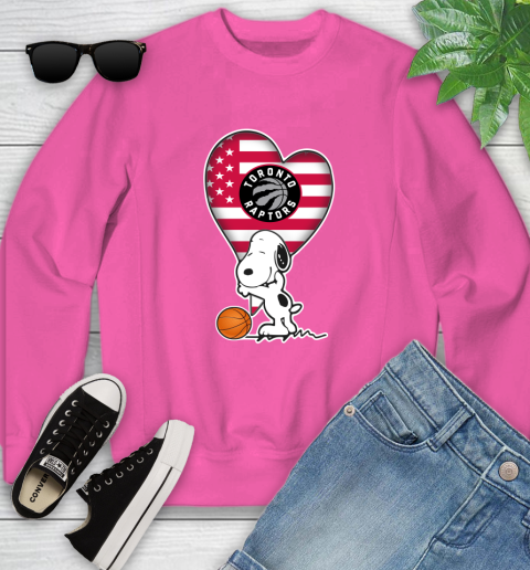 Toronto Raptors NBA Basketball The Peanuts Movie Adorable Snoopy Youth Sweatshirt 7