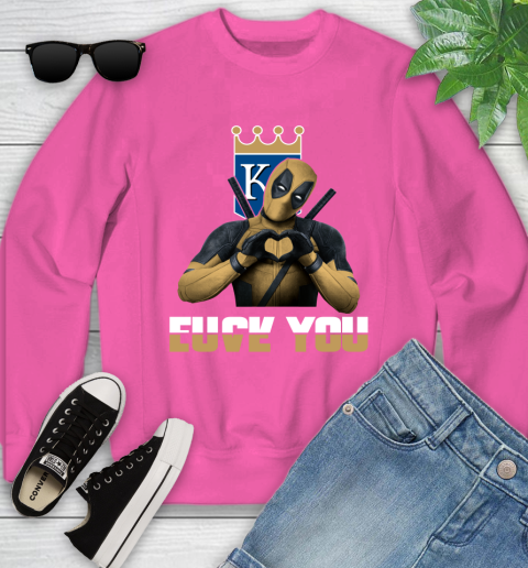 MLB Kansas City Royals Deadpool Love You Fuck You Baseball Sports Youth Sweatshirt 6