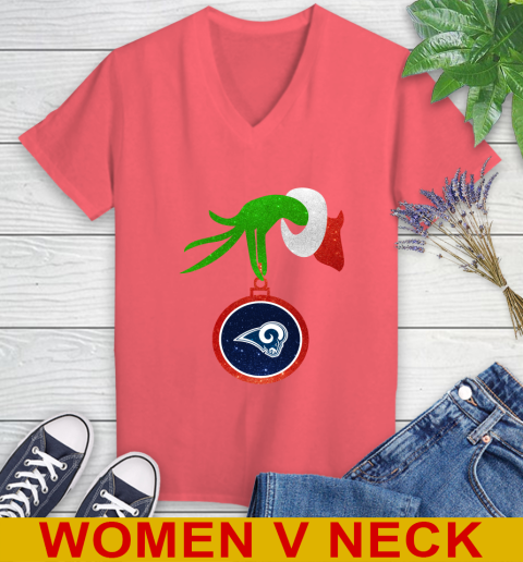 Los Angeles Rams Grinch Merry Christmas NFL Football Women's V-Neck T-Shirt 7