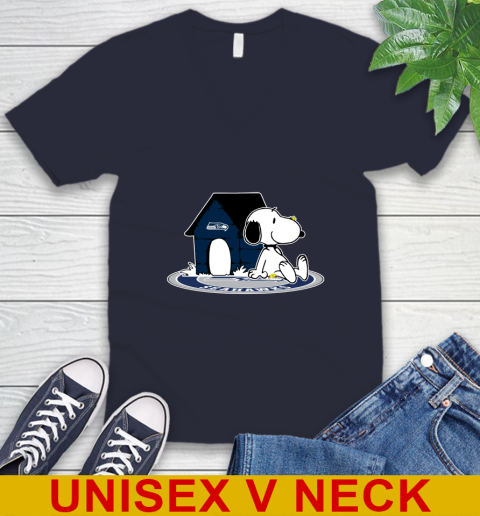 NFL Football Seattle Seahawks Snoopy The Peanuts Movie Shirt V-Neck T-Shirt 3