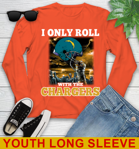 Los Angeles Chargers NFL Football I Only Roll With My Team Sports Youth Long Sleeve 3