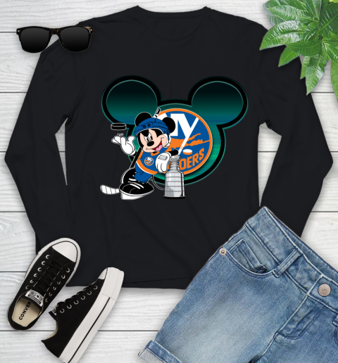 NHL New York Islanders Stanley Cup Mickey Mouse Disney Hockey T Shirt Youth Long Sleeve 2
