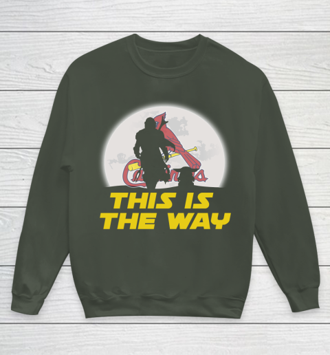 St.Louis Cardinals MLB Baseball Star Wars Yoda And Mandalorian This Is The Way Youth Sweatshirt 8