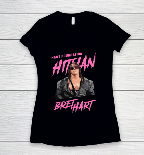 Bret Hart The Hitman Hart Foundation Women's V-Neck T-Shirt