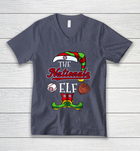 Washington Nationals Christmas ELF Funny MLB V-Neck T-Shirt 7