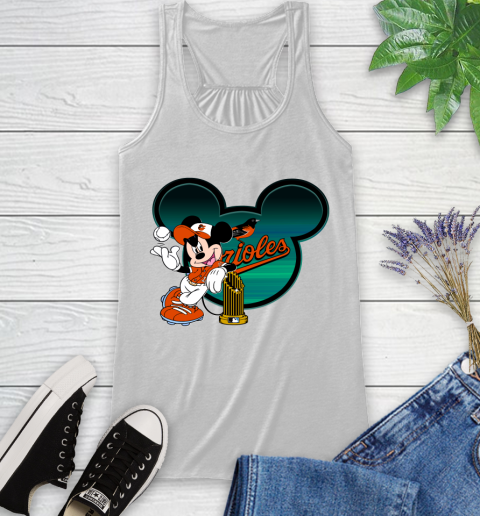 MLB Baltimore Orioles The Commissioner's Trophy Mickey Mouse Disney Racerback Tank
